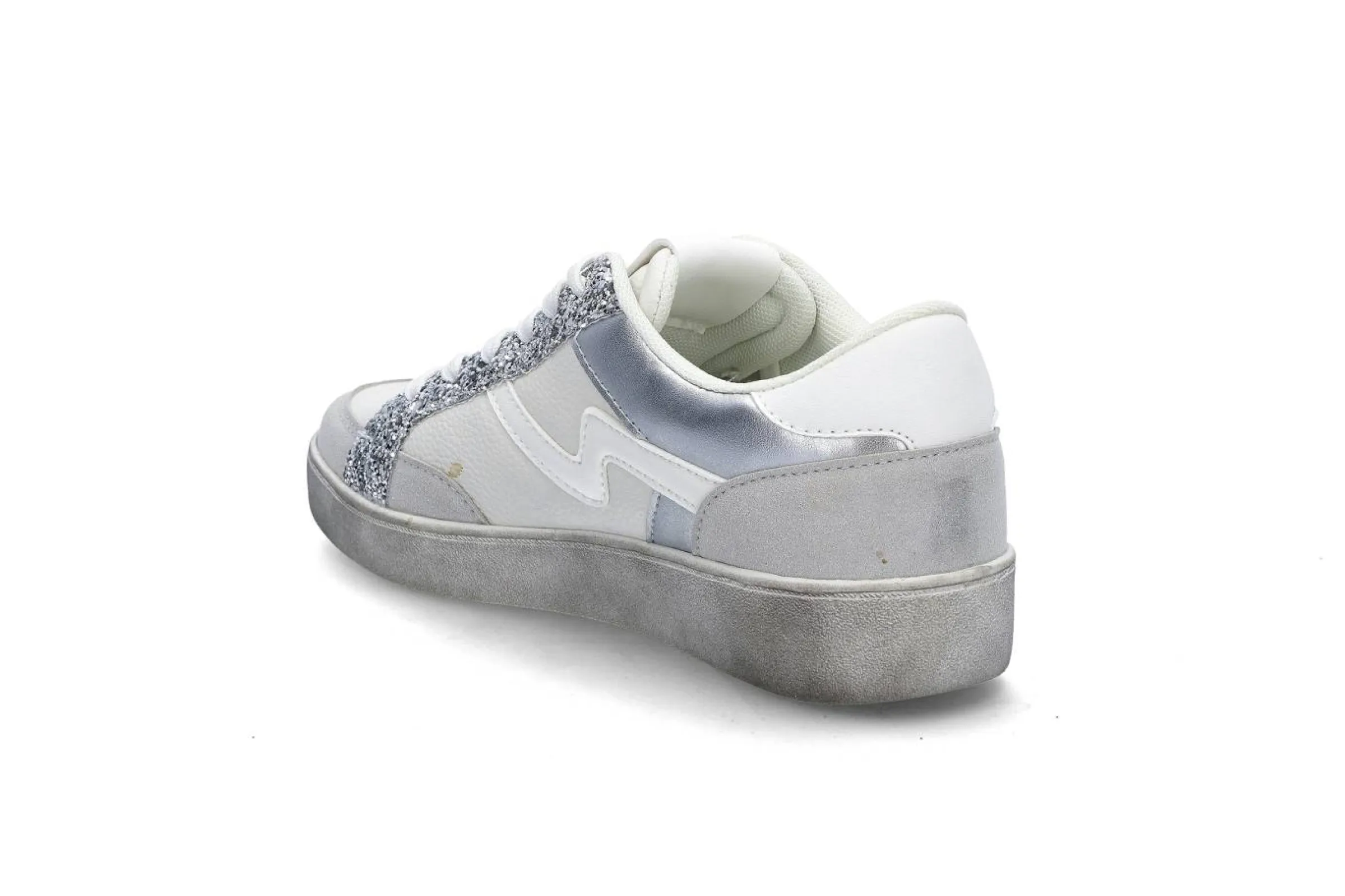 BLACK Sneakers > Sportig sneaker med glitter Vit